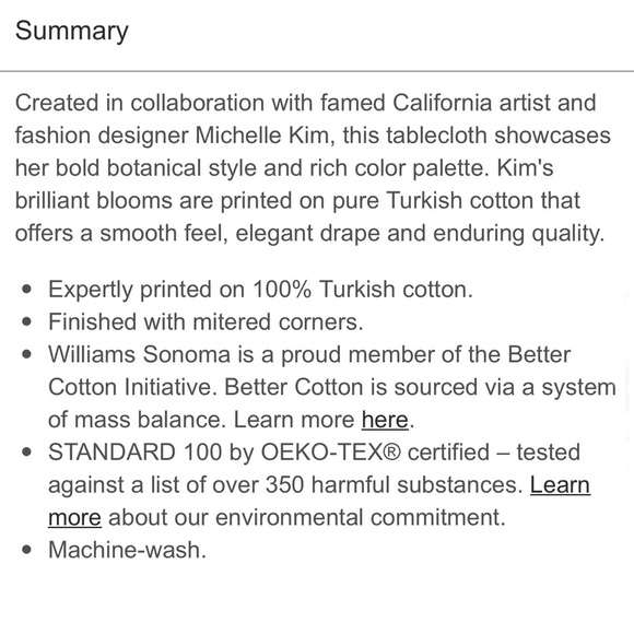 Williams Sonoma x Michelle Kim Oilcloth/Tablecloth - Picture 4 of 10